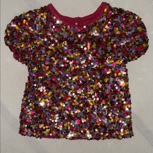 Sparkling Sequin Kids Tee - Burgundy and Multicolor